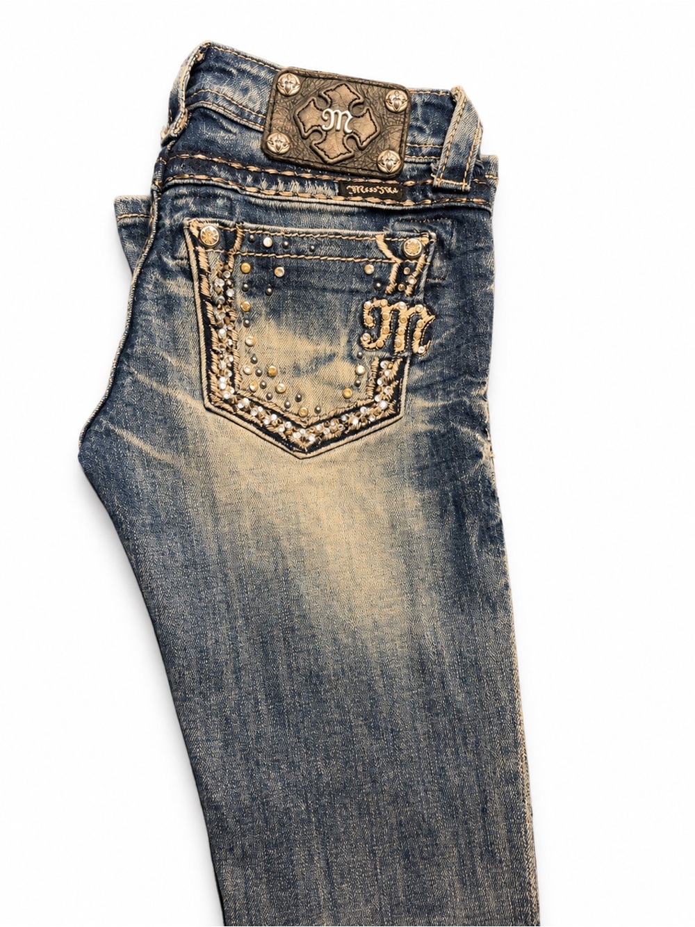 NWOT Miss Me Buckle blue wash Bootcut Jeans Size 24 Retail $149.00